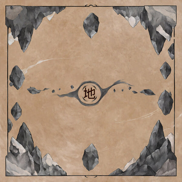 2-Player Cloth/Rubber Mat - EARTH Element / Attribut (60 x 60 cm)