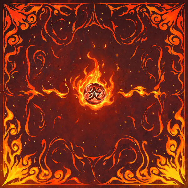 2-Player Cloth/Rubber Mat - FIRE Element / Attribut (60 x 60 cm)