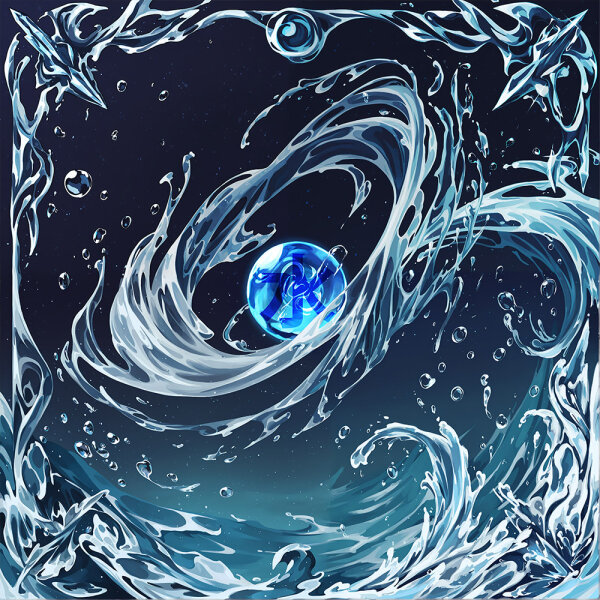 2-Player Cloth/Rubber Mat - WATER Element / Attribut (60 x 60 cm)