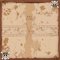 2-Player Cloth/Rubber Mat - One Piece Grand Line World Map (60 x 60 cm)