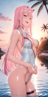 Premium Wall Scroll Poster - Darling in the Franxx - Zero Two (Summer Style) (120 x 60 cm)
