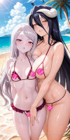 Premium Wall Scroll Poster - Overlord - Albedo & Shalltear (NSFW) (Summer Style) #2 (120 x 60 cm)