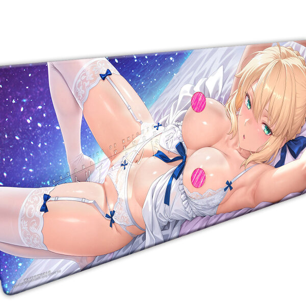 XL Desk Mat / Mauspad - Fate - Saber (Wedding Dress) (NSFW) (90 x 40 cm)