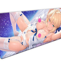 XL Desk Mat / Mauspad - Fate - Saber (Wedding Dress) (NSFW) (90 x 40 cm)