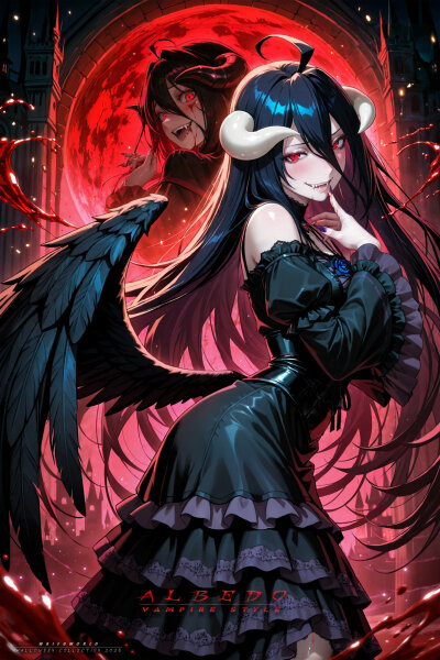 Premium Wall Scroll Poster - Overlord - Albedo (Vampire Style) (90 x 60 cm)