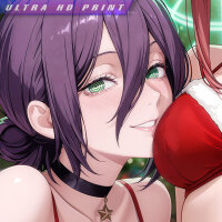 Premium Wall Scroll Poster - Chainsaw Man  - Reze & Makima (Christmas Style) (90 x 60 cm)