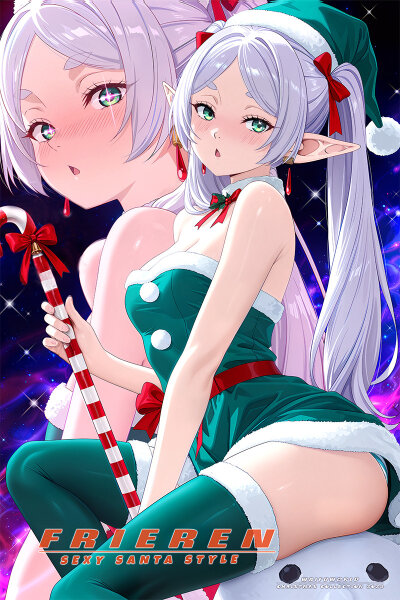 Premium Wall Scroll Poster - Frieren: Beyond Journey´s End - Frieren (Christmas Style) (90 x 60 cm)